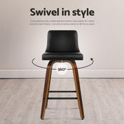 Felipe PU Leather Swivel Bar Stool Set of 4 – Black