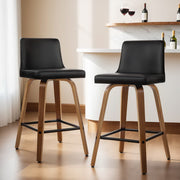 Felipe PU Leather Swivel Bar Stool Set of 4 – Black