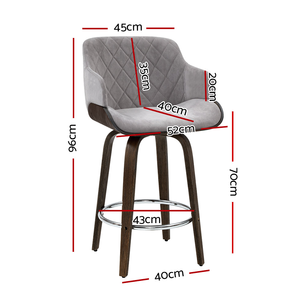 Rivka Velvet Swivel Bar Stool Set of 2 – Grey
