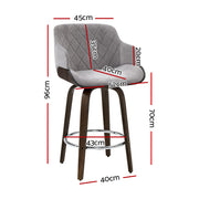 Rivka Velvet Swivel Bar Stool Set of 2 – Grey