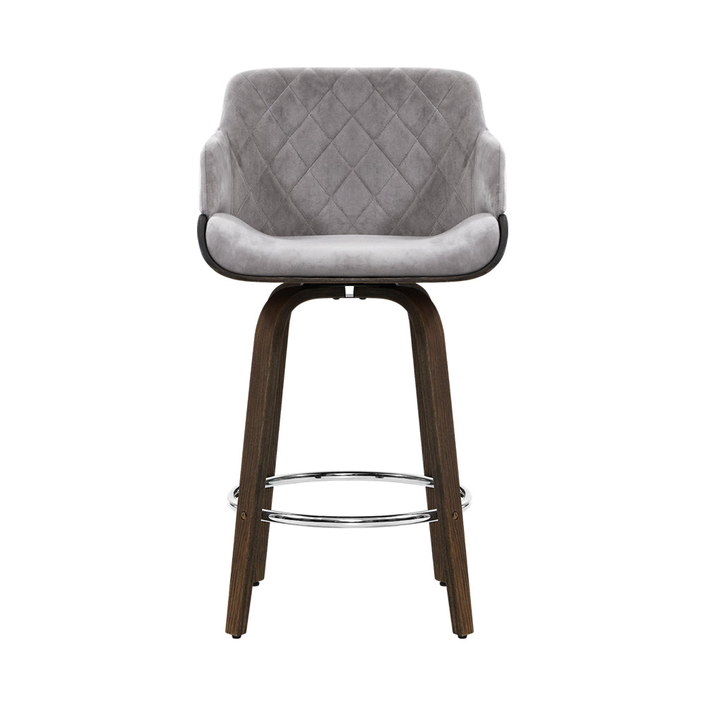 Rivka Velvet Swivel Bar Stool Set of 2 – Grey