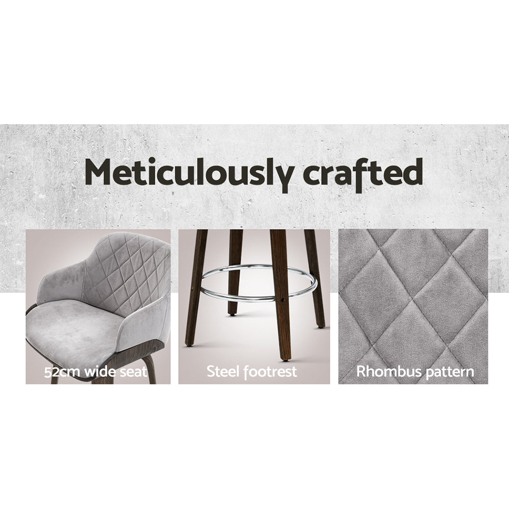Rivka Velvet Swivel Bar Stool Set of 2 – Grey