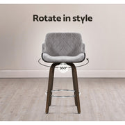Rivka Velvet Swivel Bar Stool Set of 2 – Grey