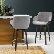 Rivka Velvet Swivel Bar Stool Set of 2 – Grey