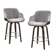 Rivka Velvet Swivel Bar Stool Set of 4 – Grey