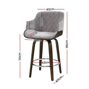 Rivka Velvet Swivel Bar Stool Set of 4 – Grey