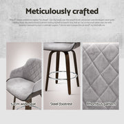 Rivka Velvet Swivel Bar Stool Set of 4 – Grey