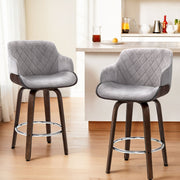 Rivka Velvet Swivel Bar Stool Set of 4 – Grey