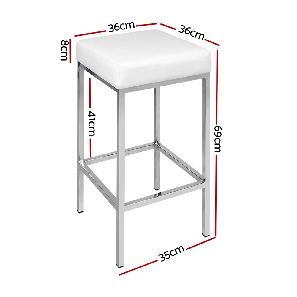 Arlo PU Leather Backless Bar Stool Set of 4 – White — image 2