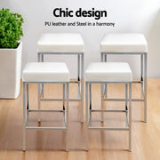 Arlo PU Leather Backless Bar Stool Set of 4 – White — image 4
