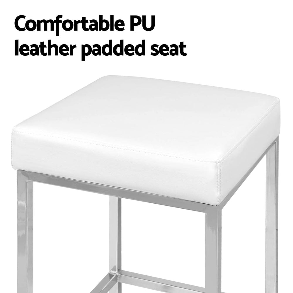 Arlo PU Leather Backless Bar Stool Set of 4 – White — image 5