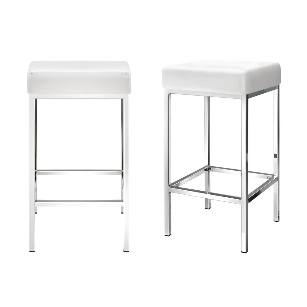 Arlo PU Leather Backless Bar Stool Set of 4 – White — image 7