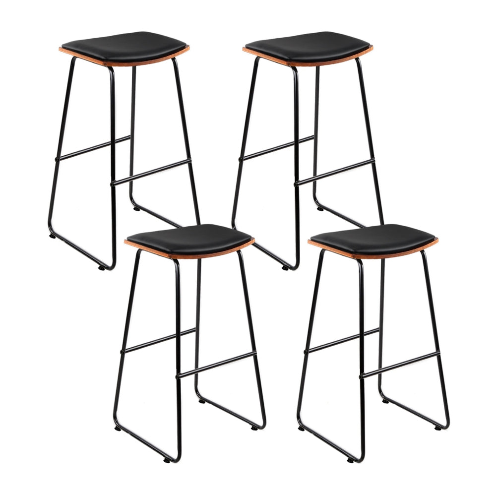 Porter PU Leather Bar Stool Set of 4 – Black