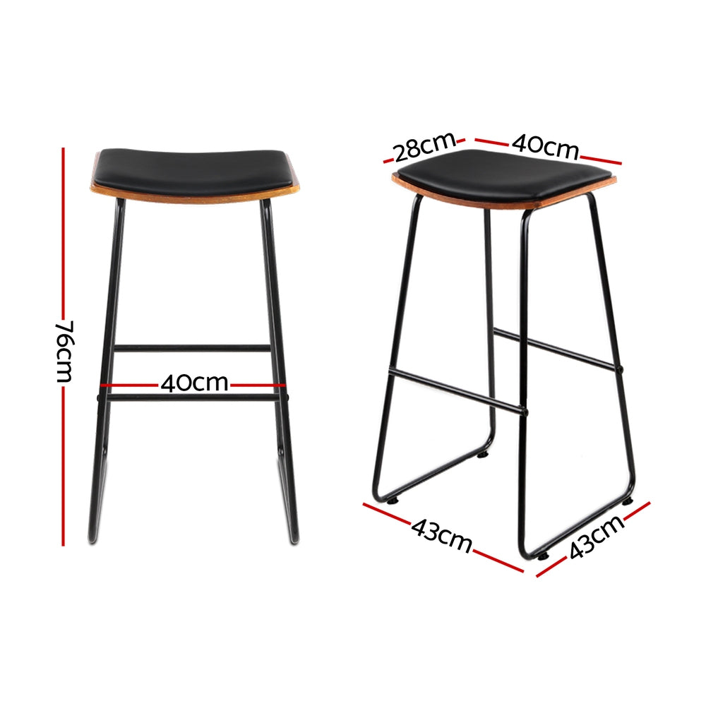 Porter PU Leather Bar Stool Set of 4 – Black