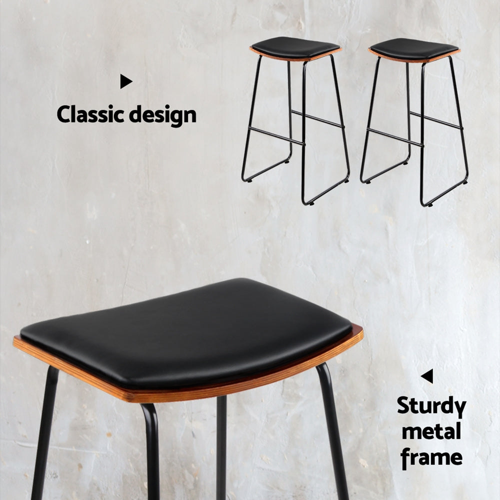 Porter PU Leather Bar Stool Set of 4 – Black