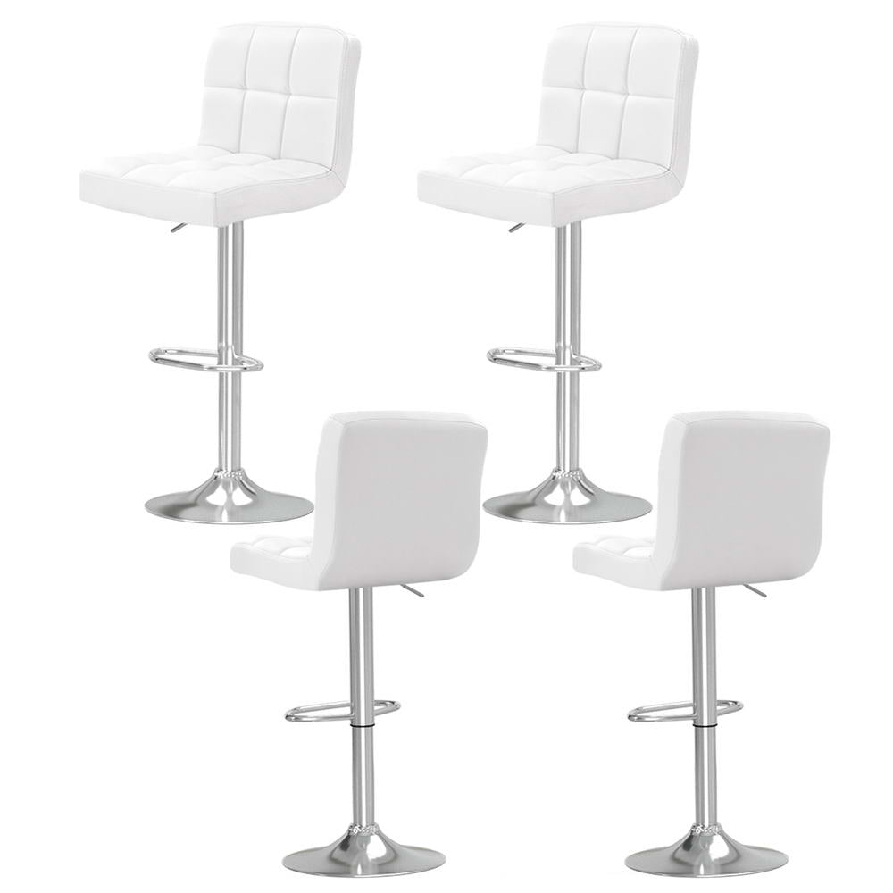 Noel PU Leather Gas-Lift Swivel Kitchen Bar Stool Set of 4 – White — image 1