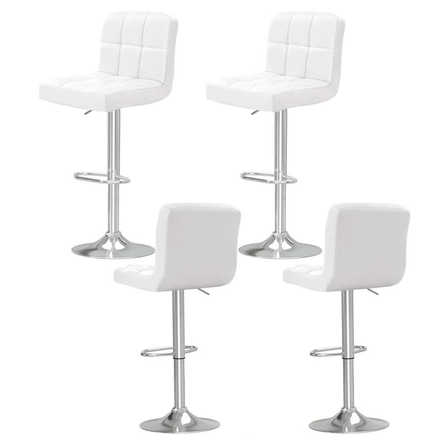 Noel PU Leather Gas-Lift Swivel Kitchen Bar Stool Set of 4 – White — image 1