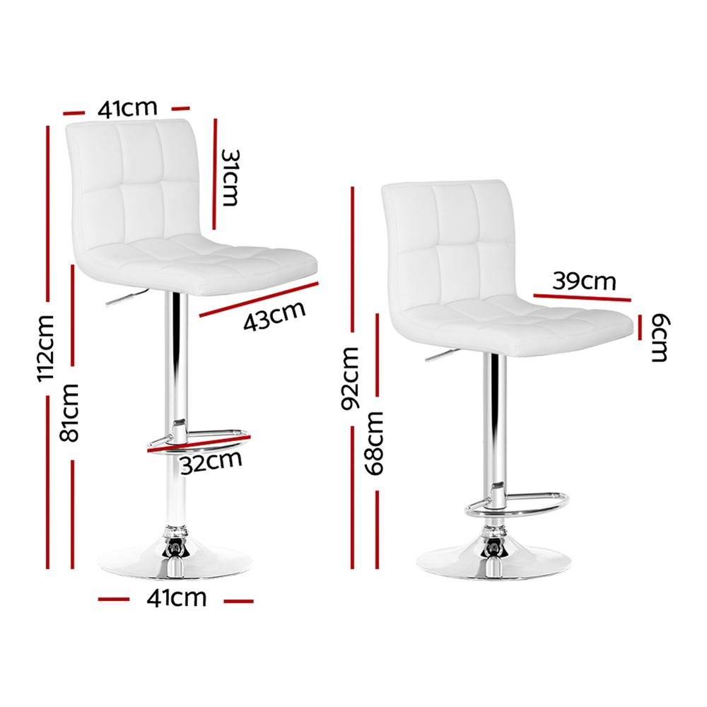 Noel PU Leather Gas-Lift Swivel Kitchen Bar Stool Set of 4 – White — image 2