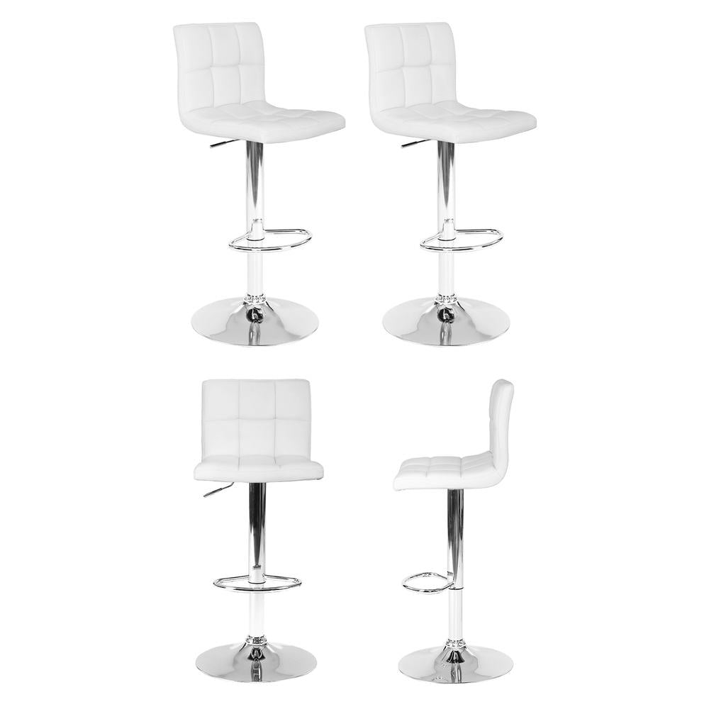 Noel PU Leather Gas-Lift Swivel Kitchen Bar Stool Set of 4 – White — image 3
