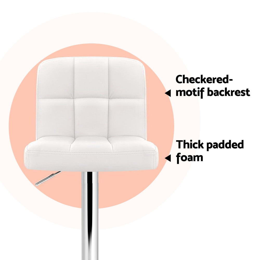 Noel PU Leather Gas-Lift Swivel Kitchen Bar Stool Set of 4 – White — image 5