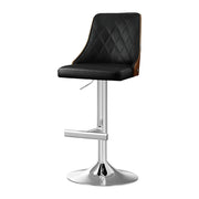 Soren PU Leather & Bentwood Gas-Lift Swivel Bar Stool – Black & Wood — image 1