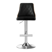 Soren PU Leather & Bentwood Gas-Lift Swivel Bar Stool – Black & Wood — image 3