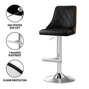 Soren PU Leather & Bentwood Gas-Lift Swivel Bar Stool – Black & Wood — image 6