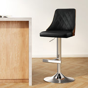 Soren PU Leather & Bentwood Gas-Lift Swivel Bar Stool – Black & Wood — image 7