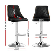 Soren PU Leather & Bentwood Gas-Lift Swivel Bar Stool Set of 2 – Black & Wood — image 2