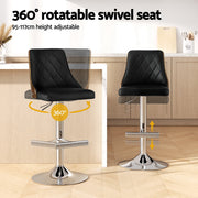 Soren PU Leather & Bentwood Gas-Lift Swivel Bar Stool Set of 2 – Black & Wood — image 4