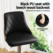 Soren PU Leather & Bentwood Gas-Lift Swivel Bar Stool Set of 2 – Black & Wood — image 5