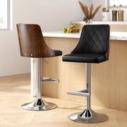 Soren PU Leather & Bentwood Gas-Lift Swivel Bar Stool Set of 2 – Black & Wood — image 7