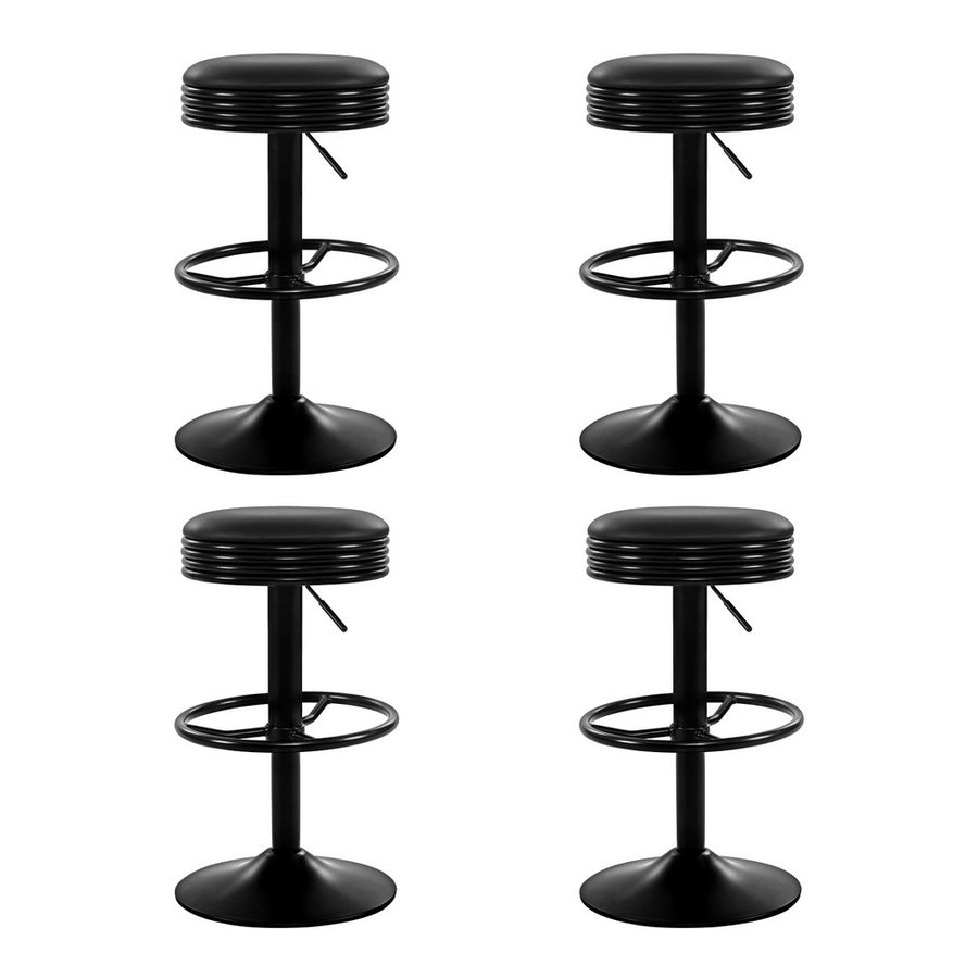 Anton PU Leather Gas-Lift Swivel Bar Stool Set of 4 – Black