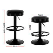 Anton PU Leather Gas-Lift Swivel Bar Stool Set of 4 – Black