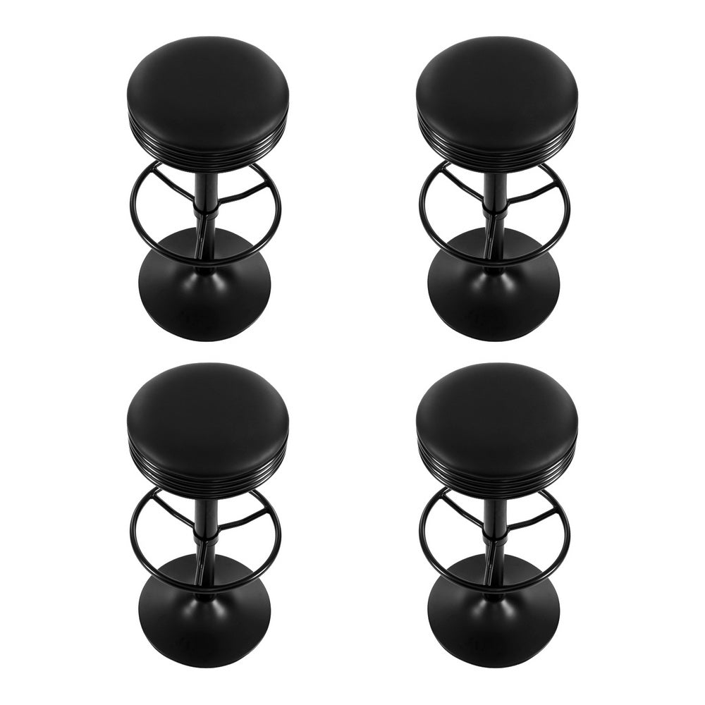 Anton PU Leather Gas-Lift Swivel Bar Stool Set of 4 – Black