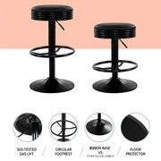 Anton PU Leather Gas-Lift Swivel Bar Stool Set of 4 – Black