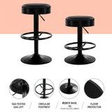 Artiss 4x Bar Stools Leather Padded Gas Lift Black