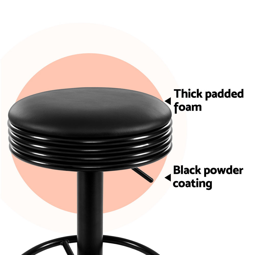 Anton PU Leather Gas-Lift Swivel Bar Stool Set of 4 – Black