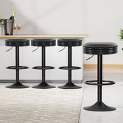 Anton PU Leather Gas-Lift Swivel Bar Stool Set of 4 – Black