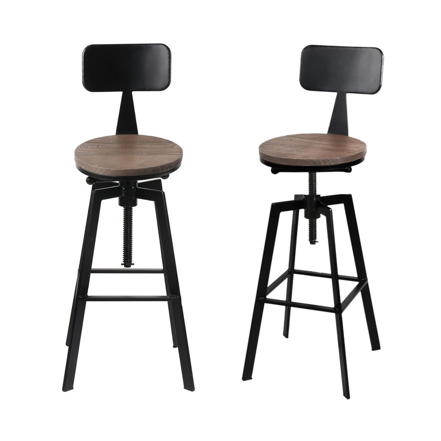 Forge Wooden Gas-Lift Swivel Bar Stool Set of 4 – Black