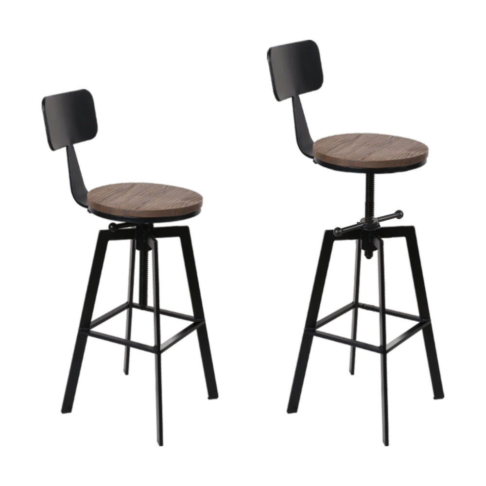 Forge Wooden Gas-Lift Swivel Bar Stool Set of 4 – Black