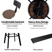 Forge Wooden Gas-Lift Swivel Bar Stool Set of 4 – Black