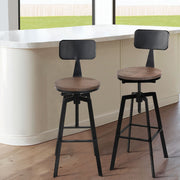Forge Wooden Gas-Lift Swivel Bar Stool Set of 4 – Black