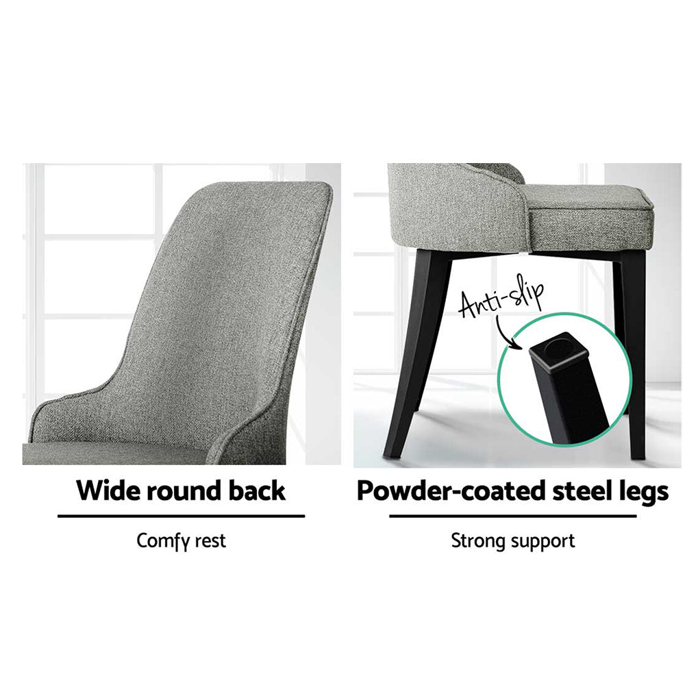 Pierce Fabric Dining Chair Set of 2 – Grey