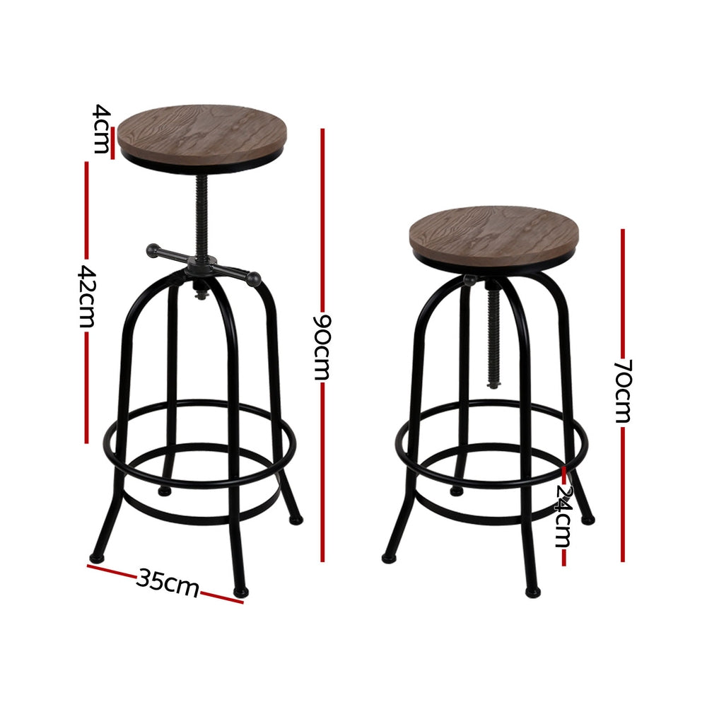 Hudson Wooden Gas-Lift Swivel Bar Stool Set of 4 – Black
