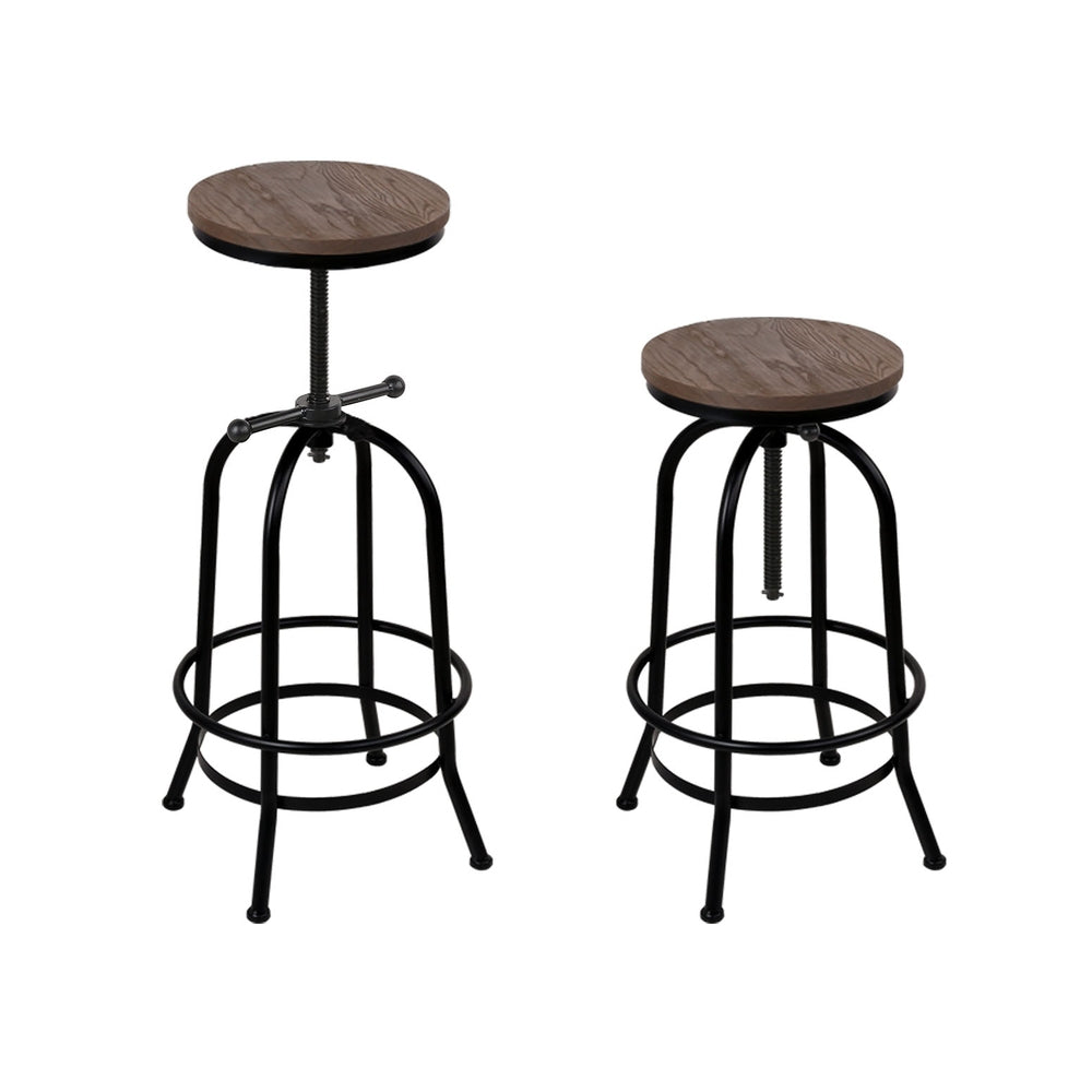Hudson Wooden Gas-Lift Swivel Bar Stool Set of 4 – Black