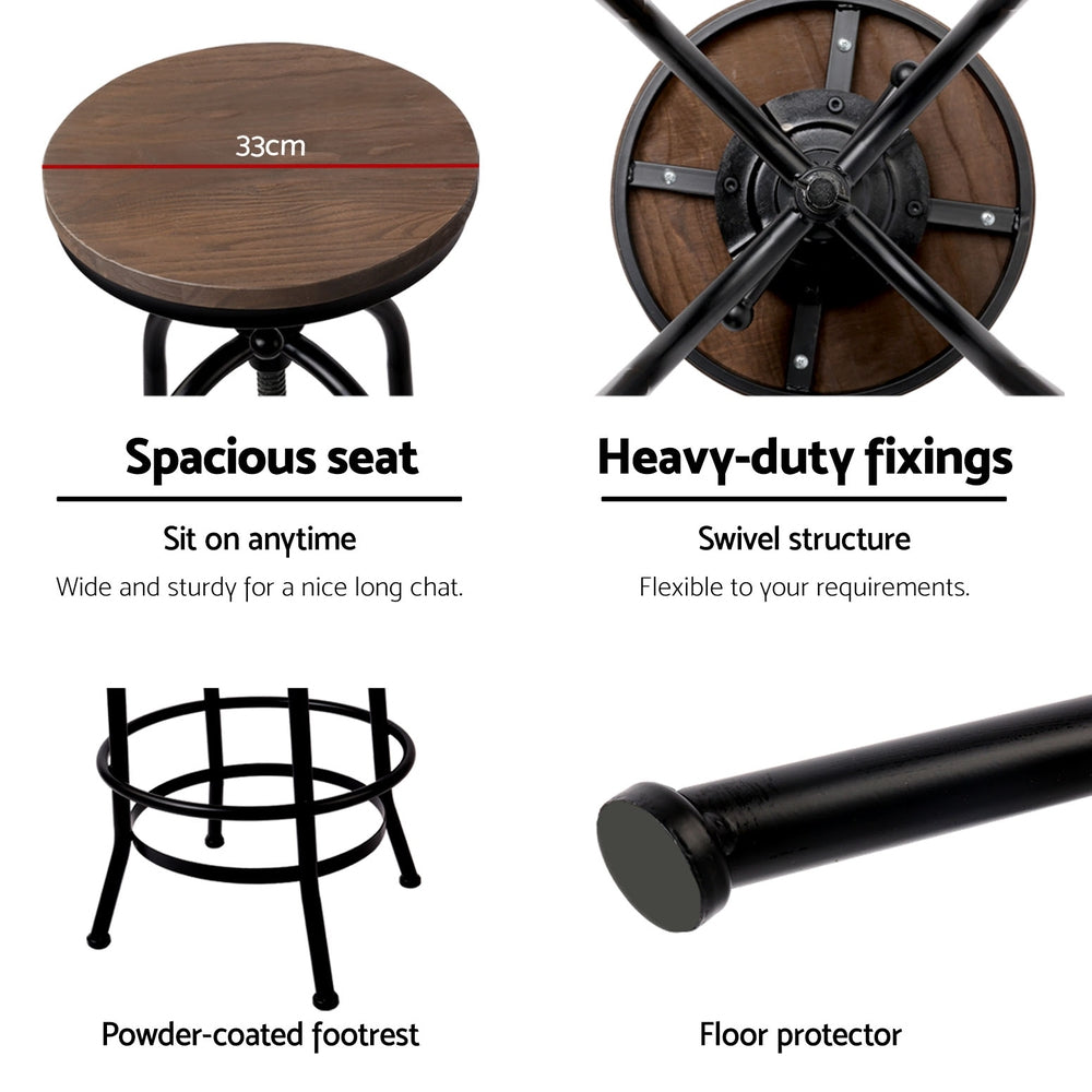 Hudson Wooden Gas-Lift Swivel Bar Stool Set of 4 – Black