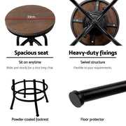 Hudson Wooden Gas-Lift Swivel Bar Stool Set of 4 – Black
