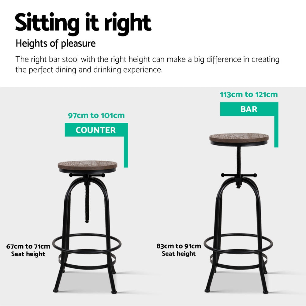 Hudson Wooden Gas-Lift Swivel Bar Stool Set of 4 – Black