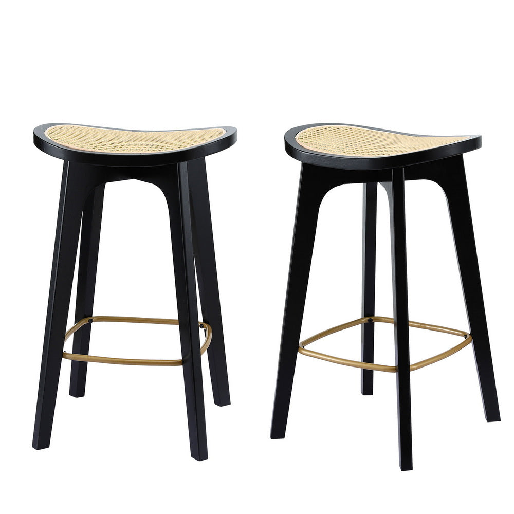 Everton Rattan Bar Stool Set of 2 – Black — image 1